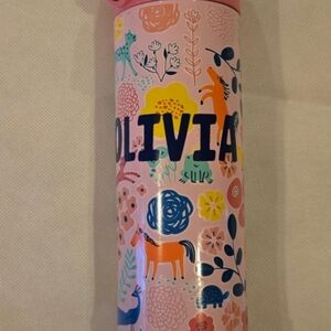 Pottery Barn Kids Pink Floral and Animal Bottle